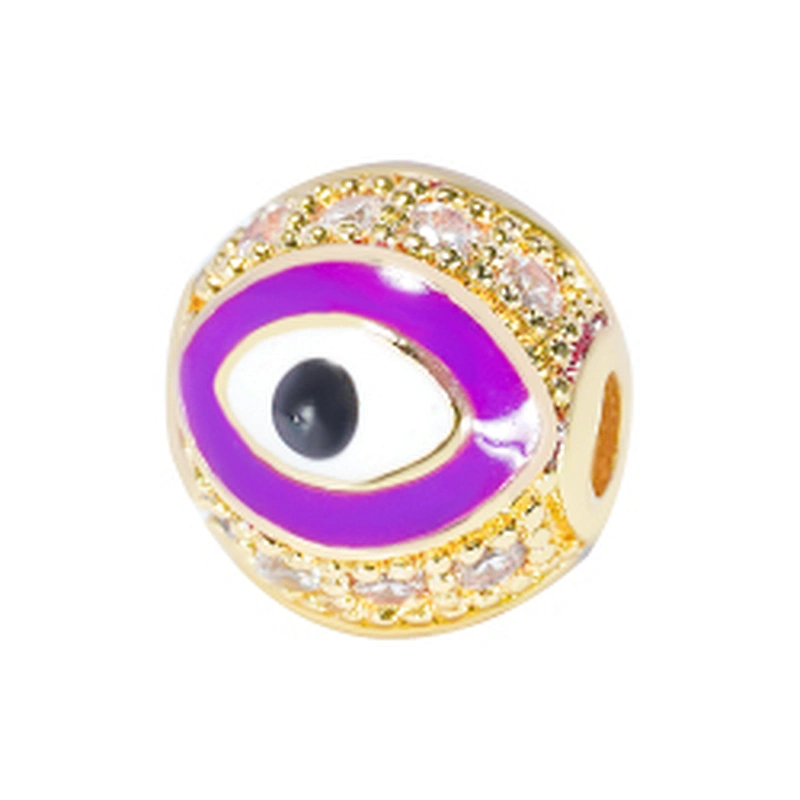 Fashion Design 10mm Eye Shape Beads Jewelry Making Gold Plated  Bracelet  DIY A Row Of Zircons Round Beads Epoxy Spacer