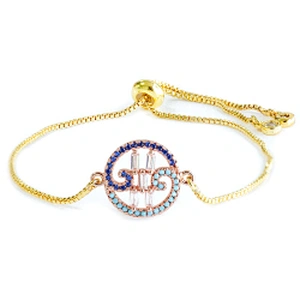 micro paved cz charm bracelet women adjustable chain brass bracelet accessories women wholesale ladies gold-plated bracelets diy