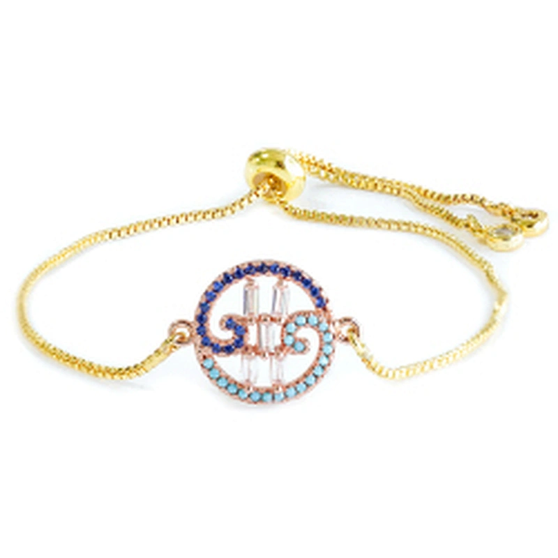 micro paved cz charm bracelet women adjustable chain brass bracelet accessories women wholesale ladies gold-plated bracelets diy