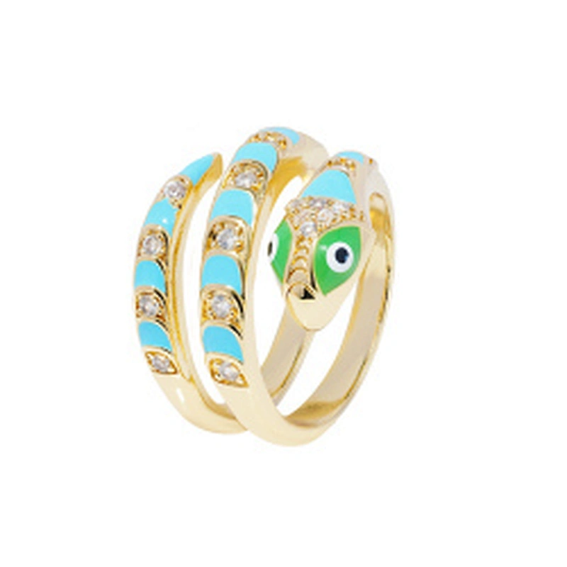Factory Direct Snake Shape 18k Gold Plated Rings Zirconia Pave Rings Woman Men Gifts Jewelry CZ Snakes Rings