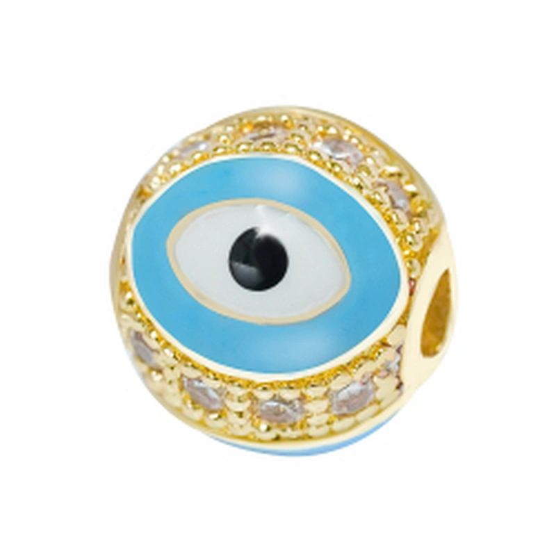 Fashion Design 10mm Eye Shape Beads Jewelry Making Gold Plated  Bracelet  DIY A Row Of Zircons Round Beads Epoxy Spacer
