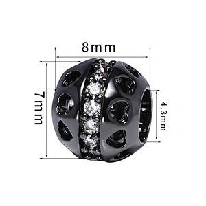 Hot sale Jewelry Making round shape Bracelet Necklace Beads DIY Jewelry Wholesale CZ Spacer Charms  beads with heart shape