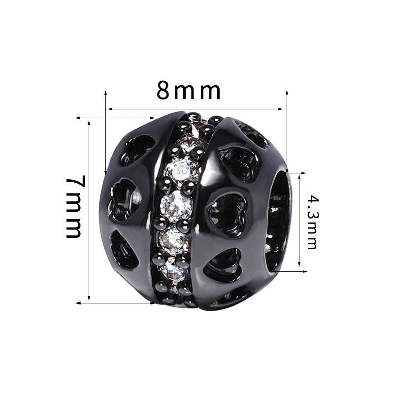 Hot sale Jewelry Making round shape Bracelet Necklace Beads DIY Jewelry Wholesale CZ Spacer Charms  beads with heart shape