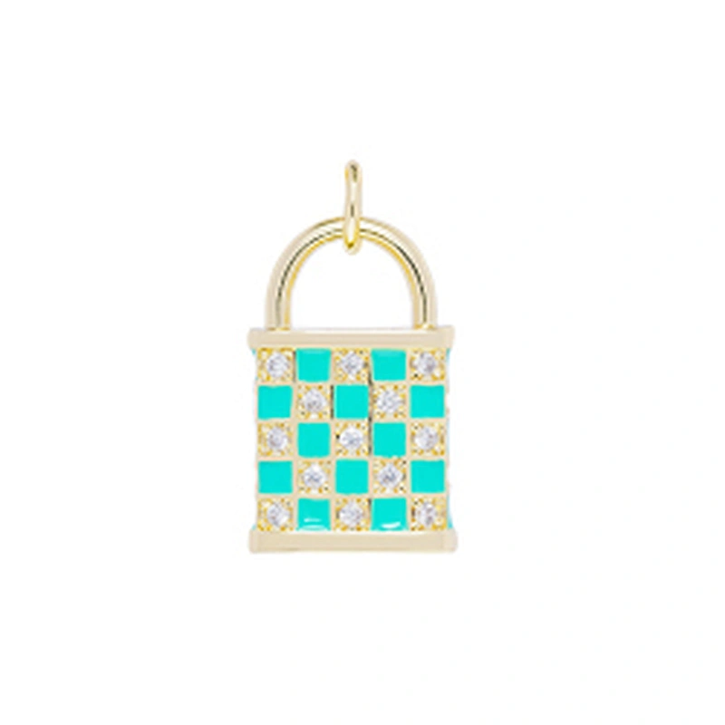 Beautiful Lock Pendants Bracelet Necklace Pendant Charms DIY Bracelet Making Jewelry CZ Checkered Lock Pendants Charms