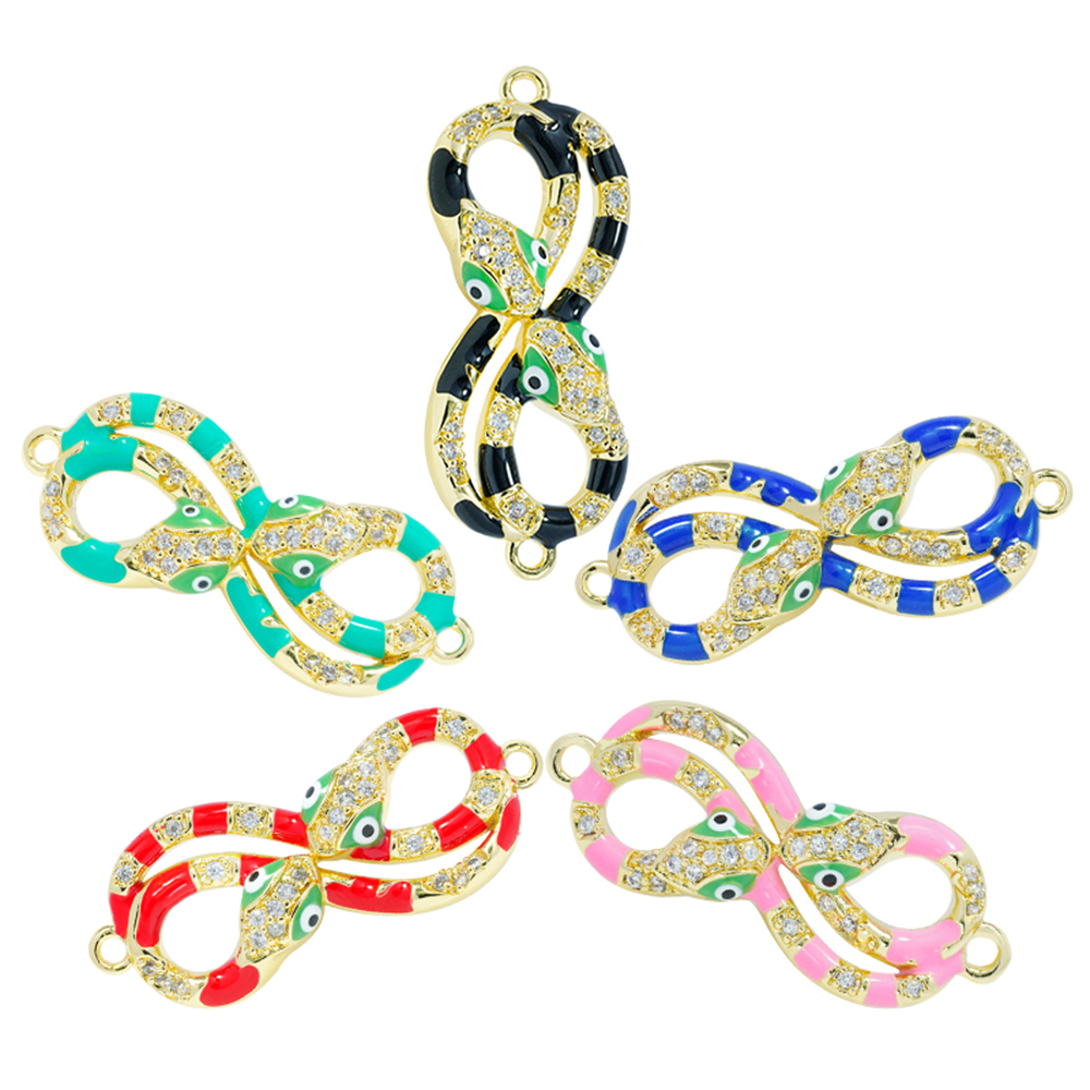 Beautiful Style Snake Bracelet Connectors For Jewelry Making 14k Gold Accessories Bracelets Charms CZ Snake  Bracelet Connectors