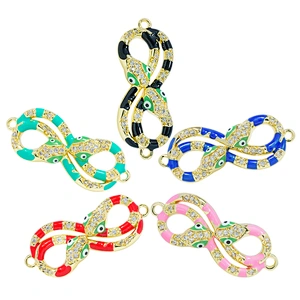 Beautiful Style Snake Bracelet Connectors For Jewelry Making 14k Gold Accessories Bracelets Charms CZ Snake  Bracelet Connectors