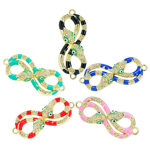 Beautiful Style Snake Bracelet Connectors For Jewelry Making 14k Gold Accessories Bracelets Charms CZ Snake  Bracelet Connectors