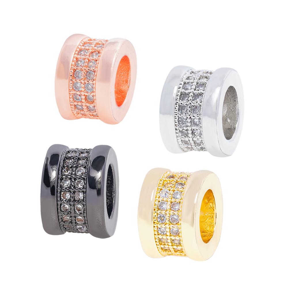 Beautiful Style Spacers Beads Jewelry Making  Bracelet Necklace Beads DIY Wholesale CZ Cylindrical Spacer Charms  beads