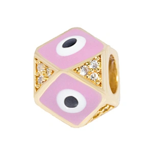 Fashion 8mm Eye shape Beads Jewelry Making Gold Plated Jewelry Bracelet CZ DIY Round Epoxy Spacer Jewelry Accessories