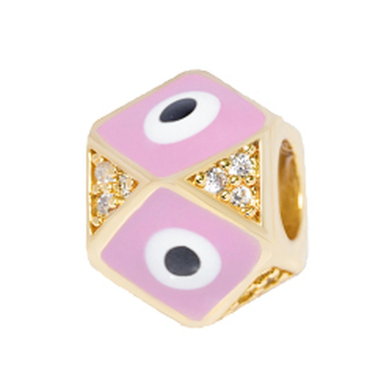 Fashion 8mm Eye shape Beads Jewelry Making Gold Plated Jewelry Bracelet CZ DIY Round Epoxy Spacer Jewelry Accessories