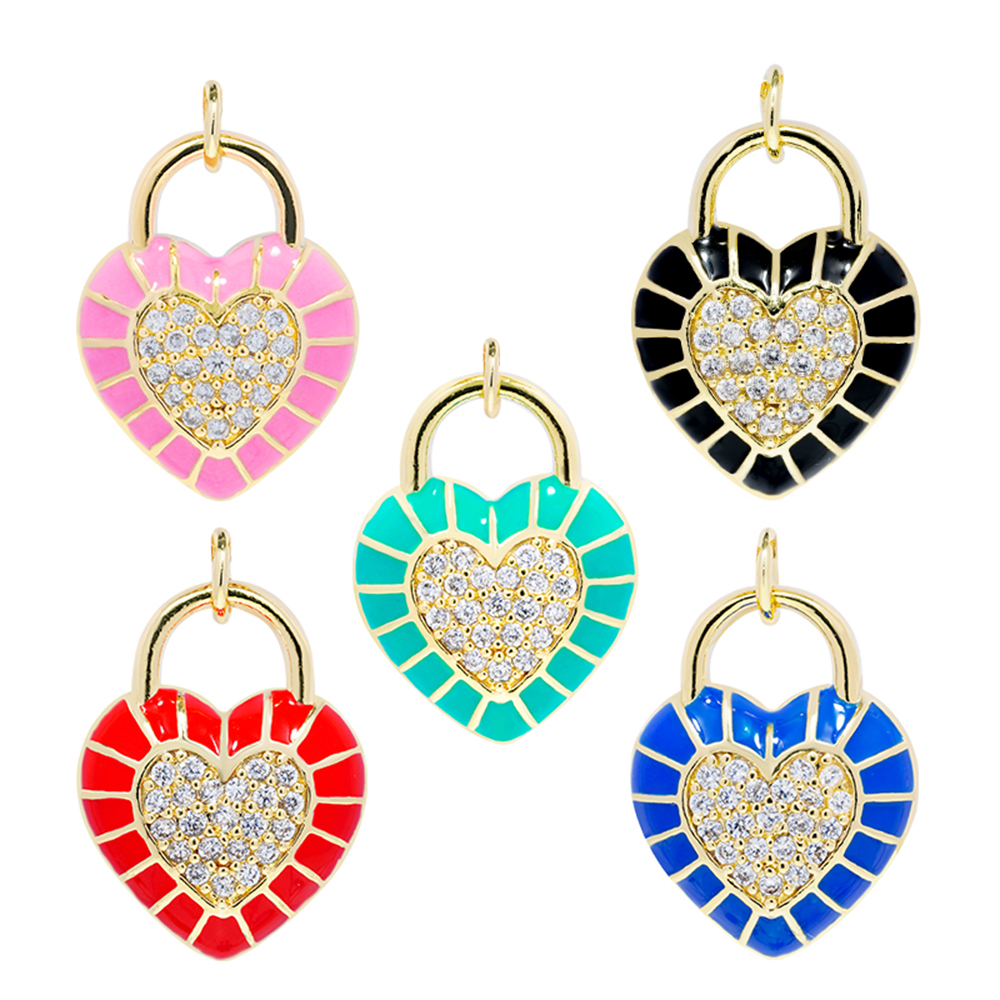 Fashion heart shape  Pendants Bracelet Necklace Pendant Charms DIY Bracelet Making Jewelry CZ Heart Shape Pendants Charms