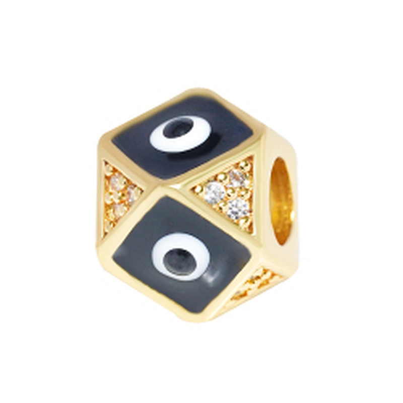Fashion 8mm Eye shape Beads Jewelry Making Gold Plated Jewelry Bracelet CZ DIY Round Epoxy Spacer Jewelry Accessories