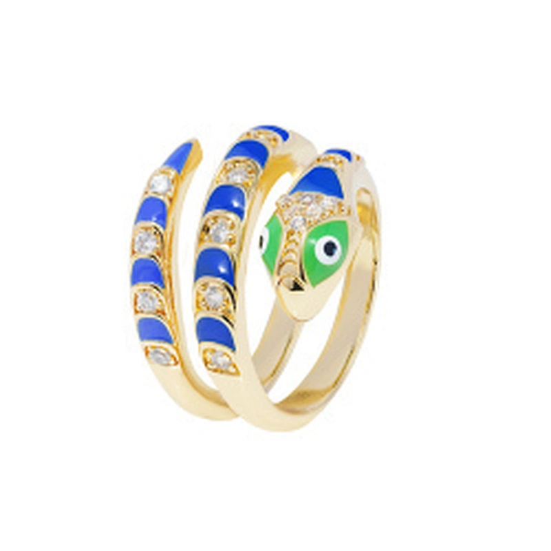 Factory Direct Snake Shape 18k Gold Plated Rings Zirconia Pave Rings Woman Men Gifts Jewelry CZ Snakes Rings