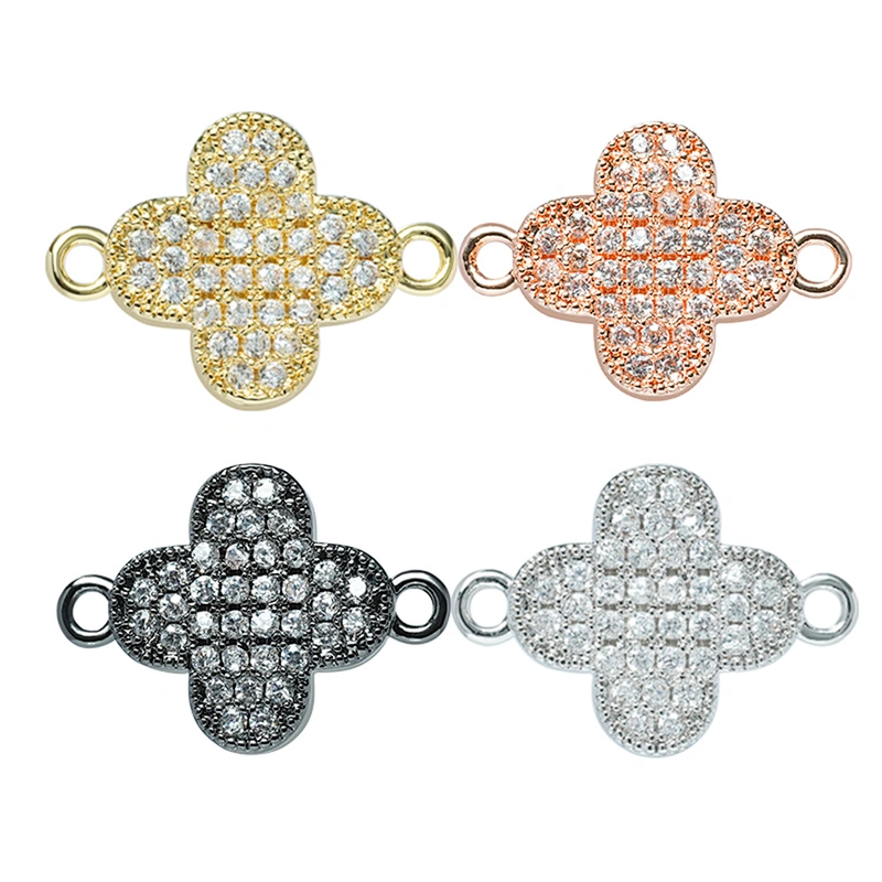 cz flower charm connector jewelry connectors for jewelry making 14k gold accessories connector charms for bracelets bulk jewelry