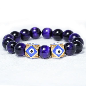 Fashion 8mm Eye shape Beads Jewelry Making Gold Plated Jewelry Bracelet CZ DIY Round Epoxy Spacer Jewelry Accessories