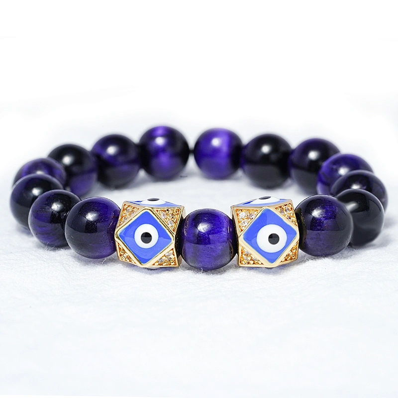 Fashion 8mm Eye shape Beads Jewelry Making Gold Plated Jewelry Bracelet CZ DIY Round Epoxy Spacer Jewelry Accessories
