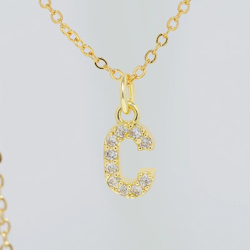 customized letter necklace with letter pendant gold plated letter pendant cz necklace jewellery women chain custom necklace