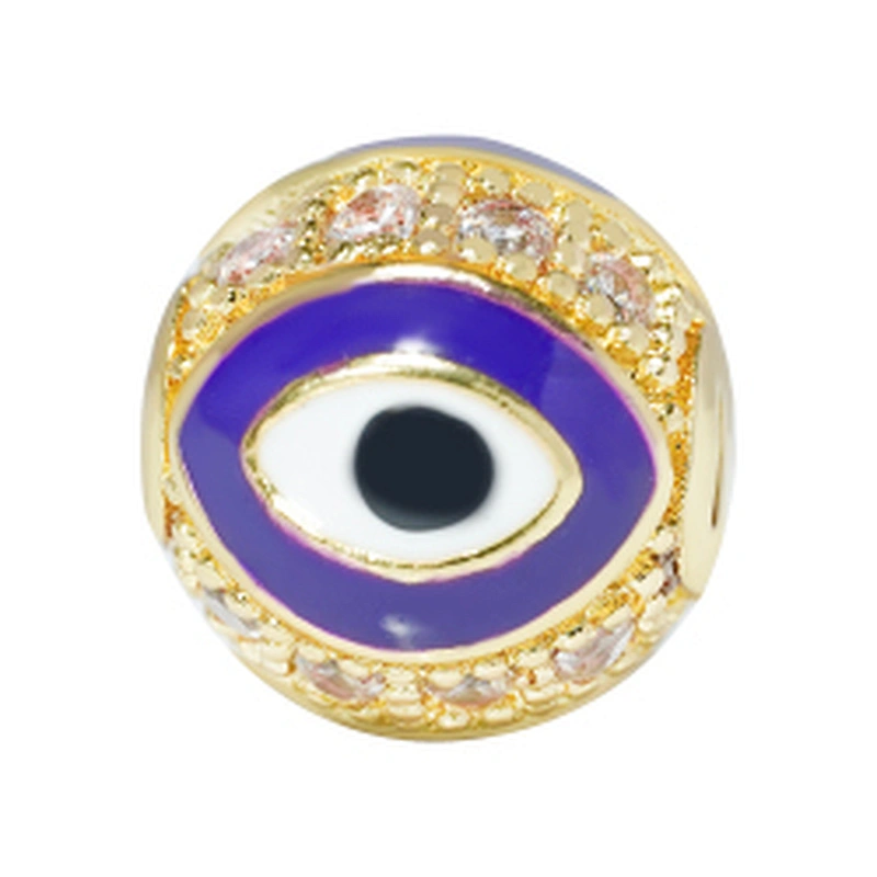 Fashion Design 10mm Eye Shape Beads Jewelry Making Gold Plated  Bracelet  DIY A Row Of Zircons Round Beads Epoxy Spacer