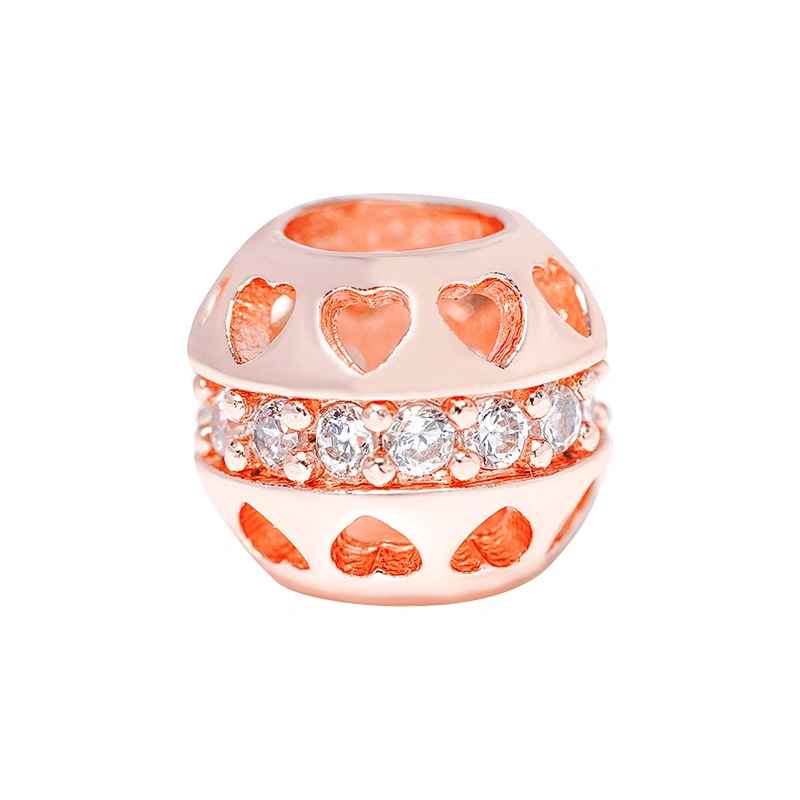 Hot sale Jewelry Making round shape Bracelet Necklace Beads DIY Jewelry Wholesale CZ Spacer Charms  beads with heart shape