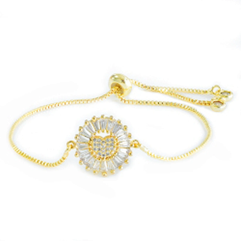 micro paved cz charm bracelet women adjustable chain brass bracelet accessories women wholesale ladies gold-plated bracelets diy