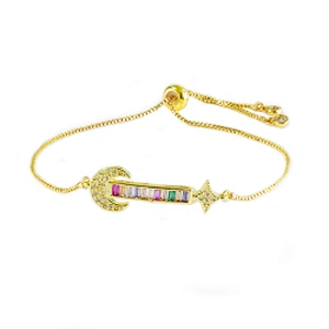 micro paved cz charm bracelet women adjustable chain brass bracelet accessories women wholesale ladies gold-plated bracelets diy
