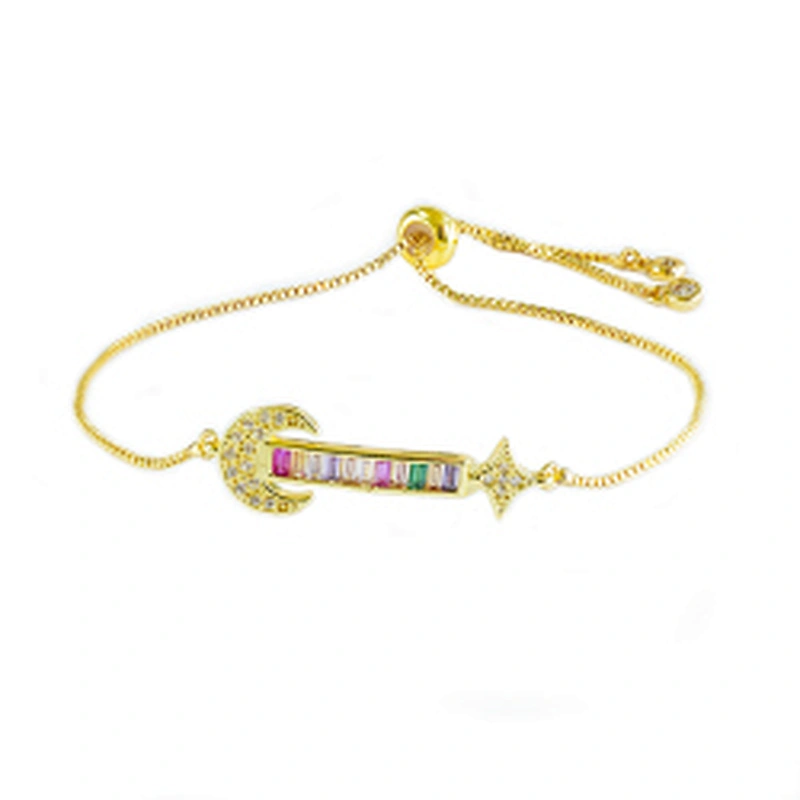 micro paved cz charm bracelet women adjustable chain brass bracelet accessories women wholesale ladies gold-plated bracelets diy