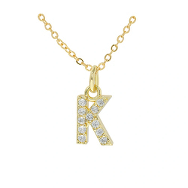 customized letter necklace with letter pendant gold plated letter pendant cz necklace jewellery women chain custom necklace
