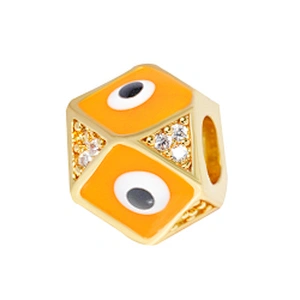 Fashion 8mm Eye shape Beads Jewelry Making Gold Plated Jewelry Bracelet CZ DIY Round Epoxy Spacer Jewelry Accessories