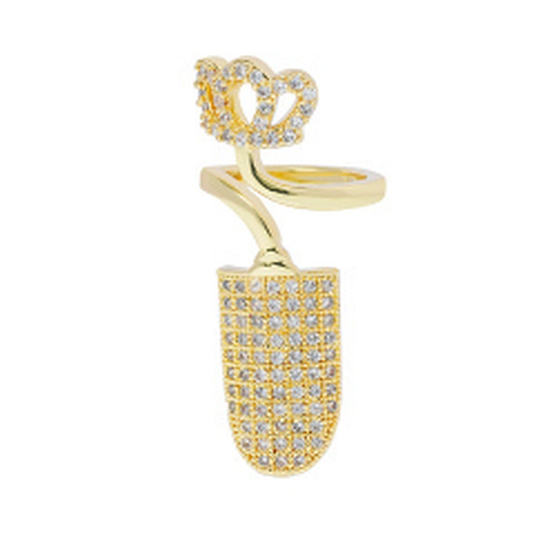 Trendy Style Nail shaped 18k Gold Plated Rings zirconia pave Rings Woman Men Gifts Jewelry CZ Nail Shape Rings