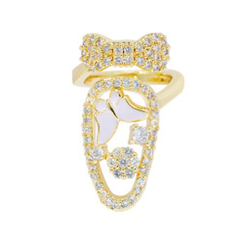 Trendy Style Nail shaped 18k Gold Plated Rings zirconia pave Rings Woman Men Gifts Jewelry CZ Nail Shape Rings
