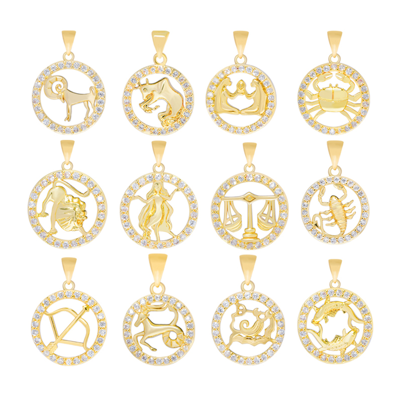 New Design bracelet necklace pendant charms for bracelet making jewelry CZ 12 Constelation Pendant Charms