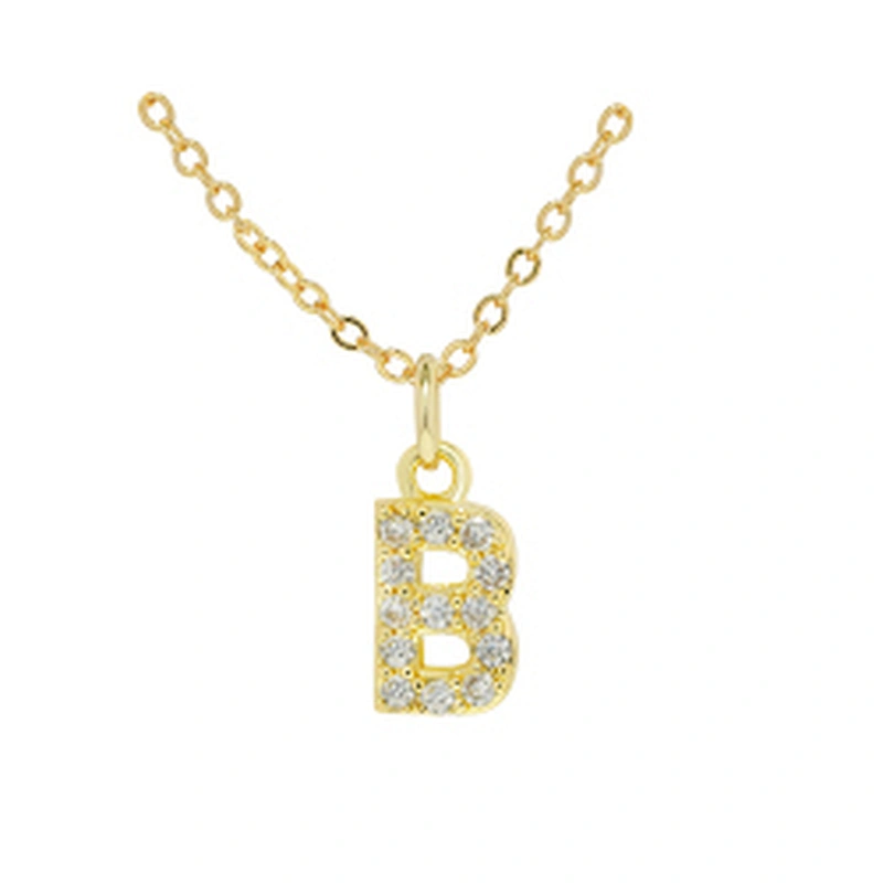 customized letter necklace with letter pendant gold plated letter pendant cz necklace jewellery women chain custom necklace
