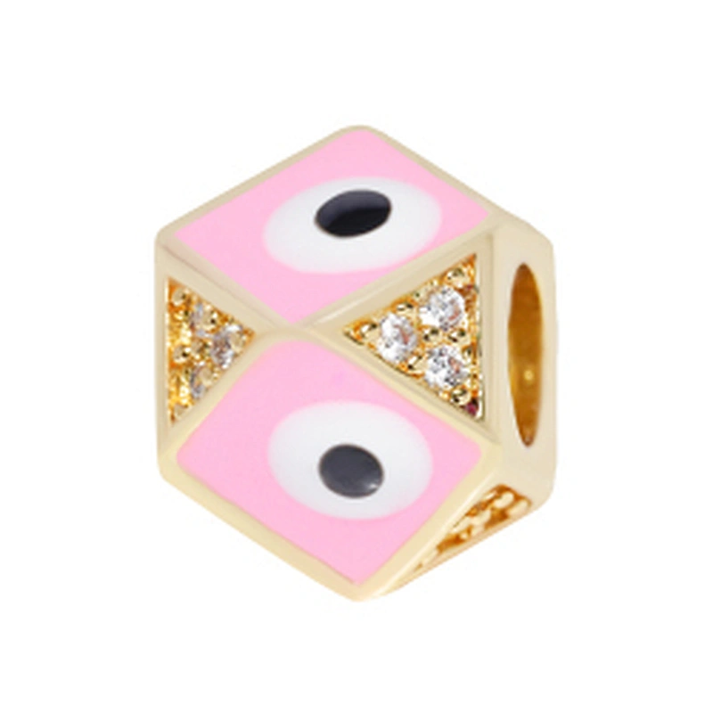 Fashion 8mm Eye shape Beads Jewelry Making Gold Plated Jewelry Bracelet CZ DIY Round Epoxy Spacer Jewelry Accessories