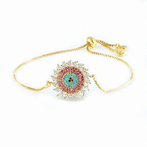 micro paved cz charm bracelet women adjustable chain brass bracelet accessories women wholesale ladies gold-plated bracelets diy