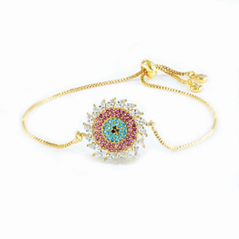 micro paved cz charm bracelet women adjustable chain brass bracelet accessories women wholesale ladies gold-plated bracelets diy