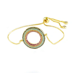 micro paved cz charm bracelet women adjustable chain brass bracelet accessories women wholesale ladies gold-plated bracelets diy