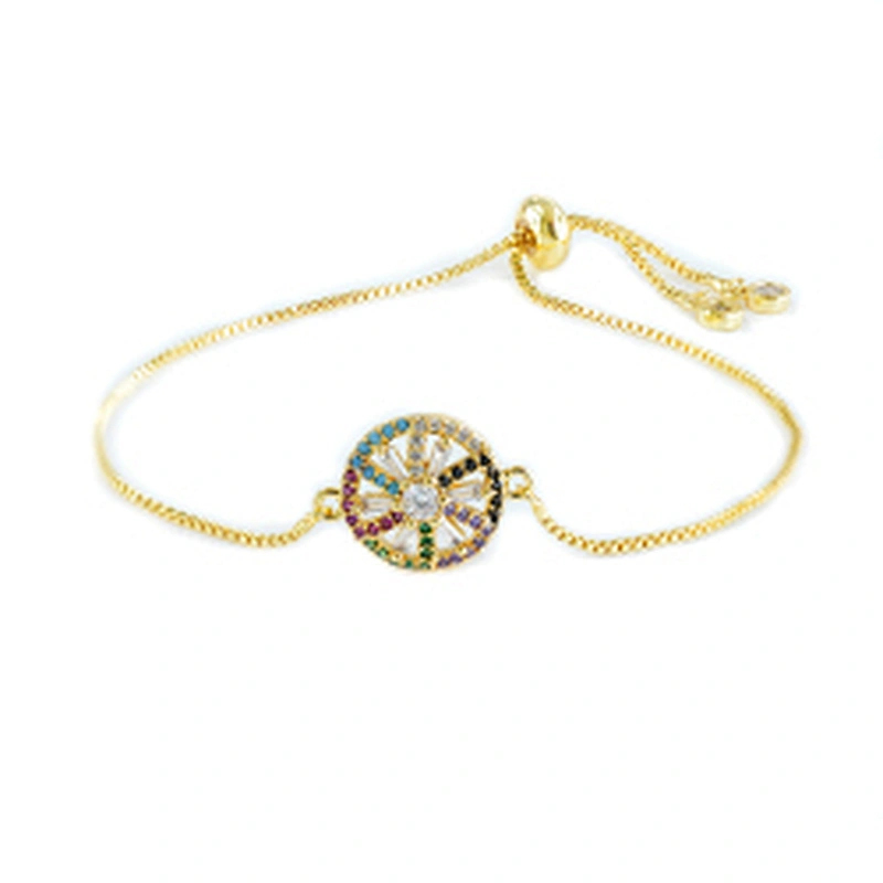 micro paved cz charm bracelet women adjustable chain brass bracelet accessories women wholesale ladies gold-plated bracelets diy