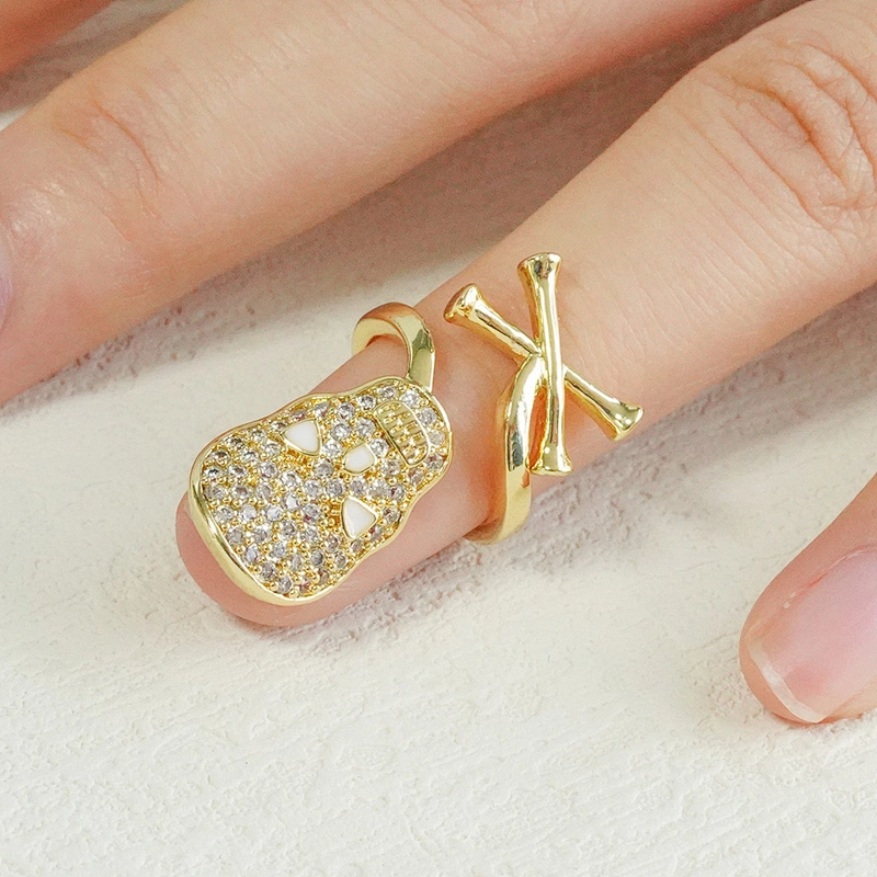 Trendy Style Nail shaped 18k Gold Plated Rings zirconia pave Rings Woman Men Gifts Jewelry CZ Nail Shape Rings