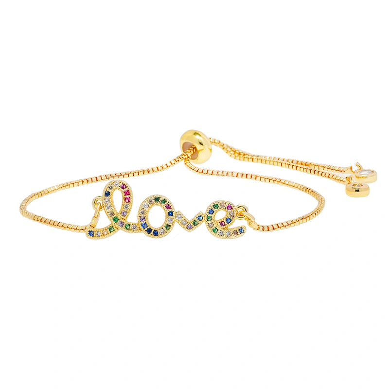 micro paved cz charm bracelet women adjustable chain brass bracelet accessories women wholesale ladies gold-plated bracelets diy