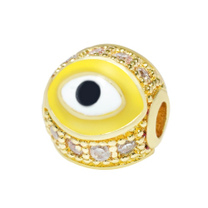 Fashion Design 10mm Eye Shape Beads Jewelry Making Gold Plated  Bracelet  DIY A Row Of Zircons Round Beads Epoxy Spacer