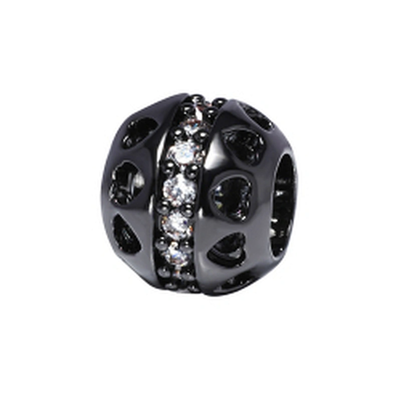 Hot sale Jewelry Making round shape Bracelet Necklace Beads DIY Jewelry Wholesale CZ Spacer Charms  beads with heart shape