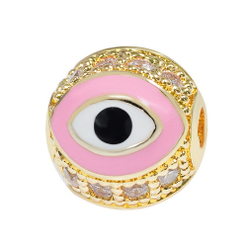 Fashion Design 10mm Eye Shape Beads Jewelry Making Gold Plated  Bracelet  DIY A Row Of Zircons Round Beads Epoxy Spacer