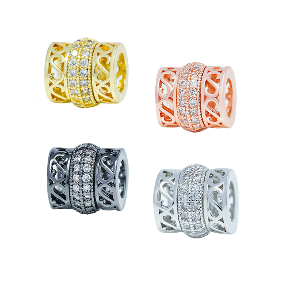 Hot Sale Spacers Bracelet Necklace Beads DIY Jewelry Wholesale CZ Spacer Charms Pave spacer   beads