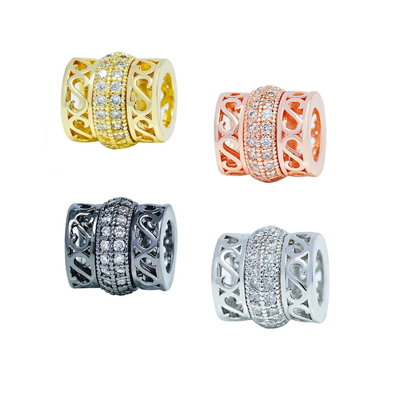 Hot Sale Spacers Bracelet Necklace Beads DIY Jewelry Wholesale CZ Spacer Charms Pave spacer   beads