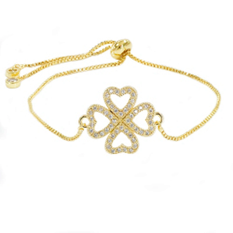 micro paved cz charm bracelet women adjustable chain brass bracelet accessories women wholesale ladies gold-plated bracelets diy