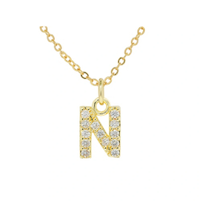 customized letter necklace with letter pendant gold plated letter pendant cz necklace jewellery women chain custom necklace