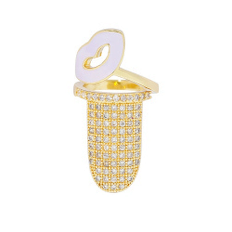 Trendy Style Nail shaped 18k Gold Plated Rings zirconia pave Rings Woman Men Gifts Jewelry CZ Nail Shape Rings
