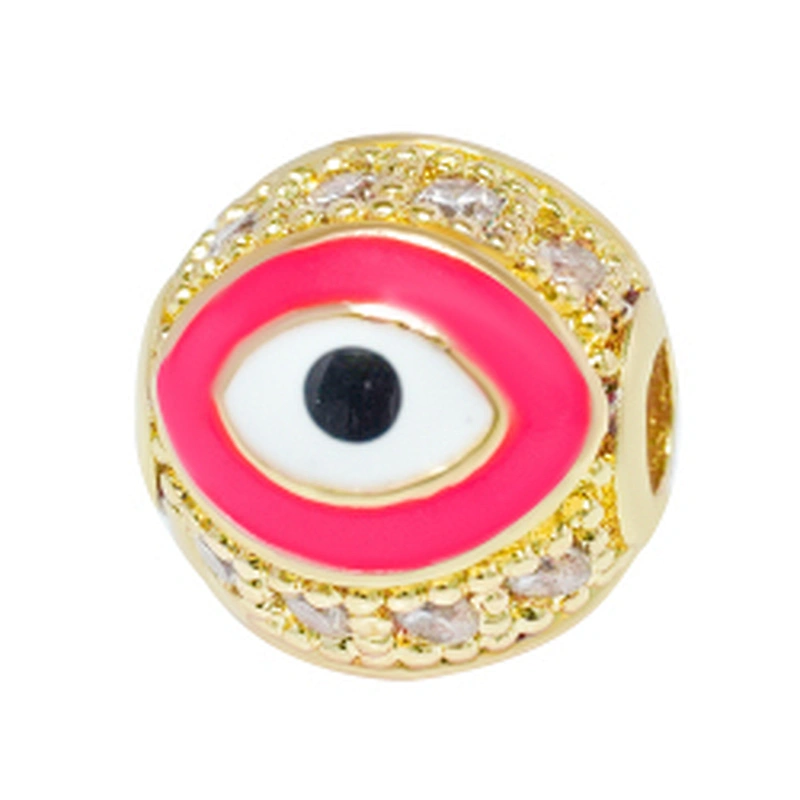 Fashion Design 10mm Eye Shape Beads Jewelry Making Gold Plated  Bracelet  DIY A Row Of Zircons Round Beads Epoxy Spacer
