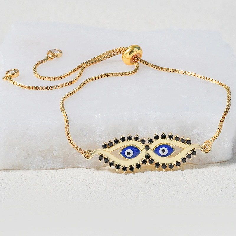 Fashion Eyes  Bracelet Connectors For Jewelry Making 14k Gold Accessories Bracelets Charms CZ Eyes Bracelet Connectors