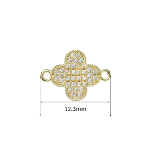 cz flower charm connector jewelry connectors for jewelry making 14k gold accessories connector charms for bracelets bulk jewelry